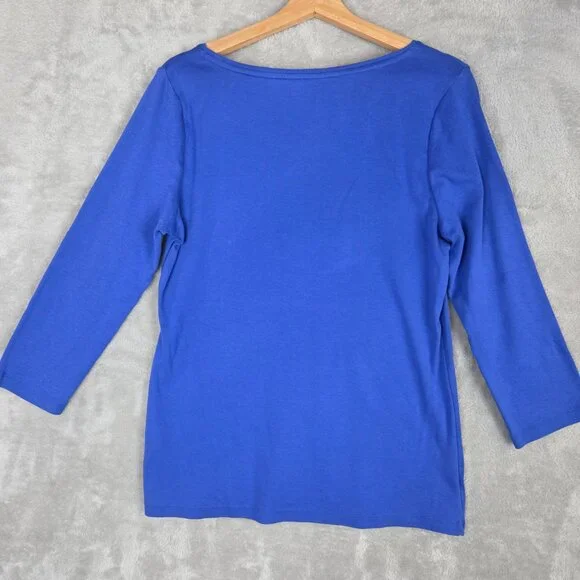 Talbots Pima Cotton Long Sleeve Tee Blue Women’s - Picture 2 of 6